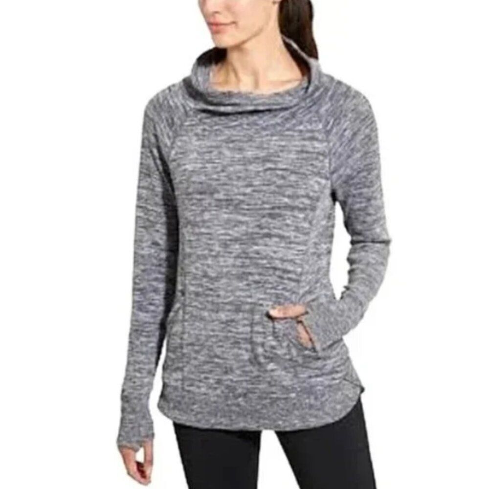 Athleta Heather Gray Techie Cowl Neck Sweatshirt Size Medium